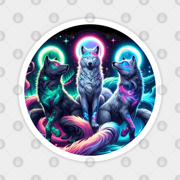 Three Cosmic Wolves Magnet by tracydixon